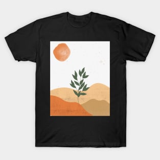 Minimalist Illustration Grey World Orange Sun T-Shirt